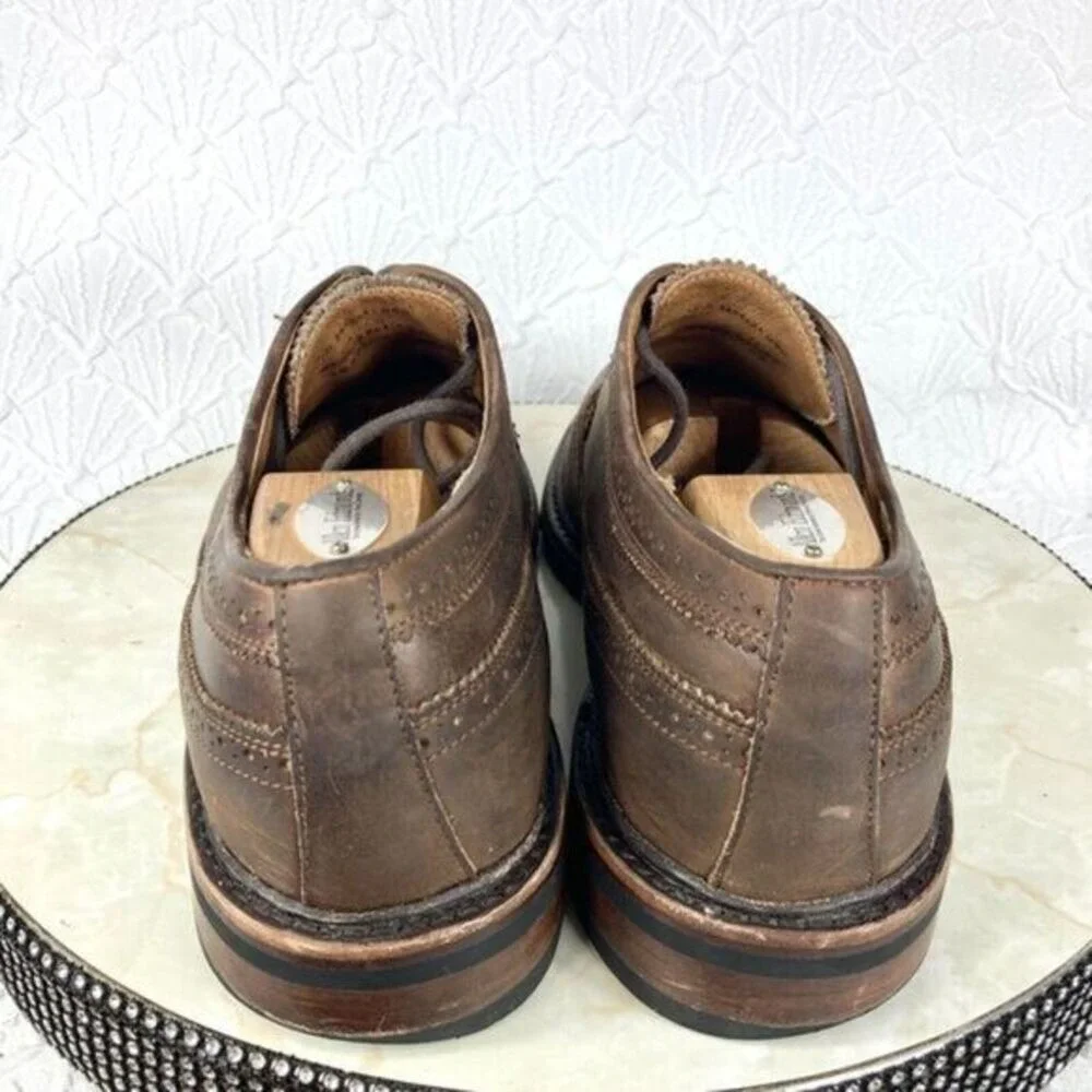 Frye James Wingtip Oxford Shoes Sz 12 Brown Full Grain Distressed Leather Preppy